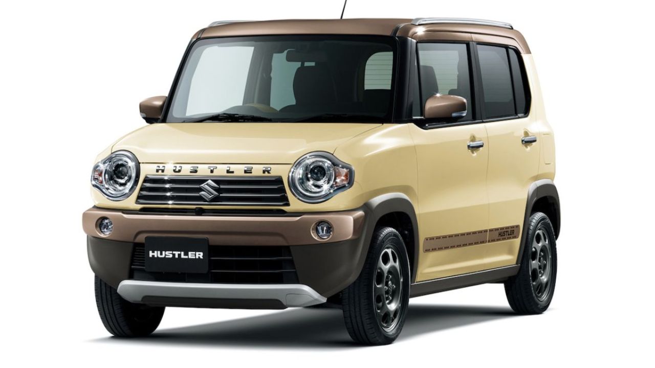 Maruti Suzuki Hustler in light yellow color infront of plain white background