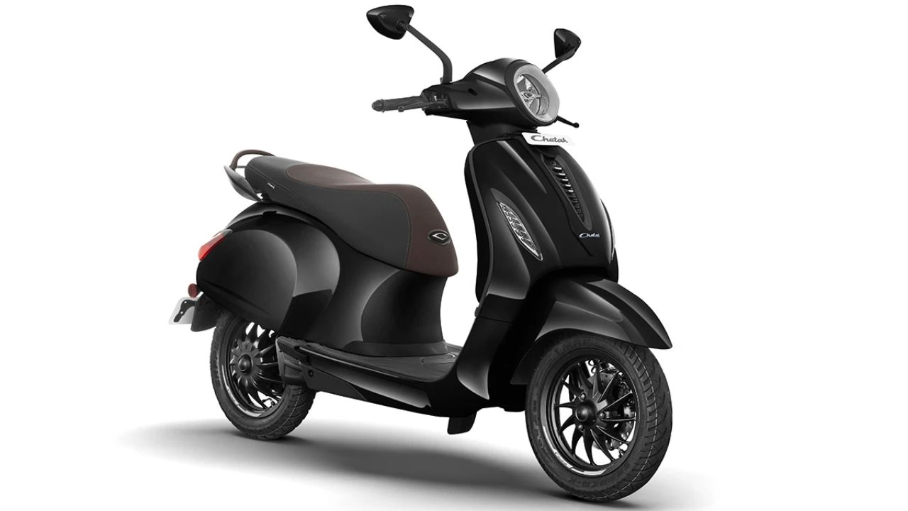 Bajaj Chetak Scooter in black color on plain white background