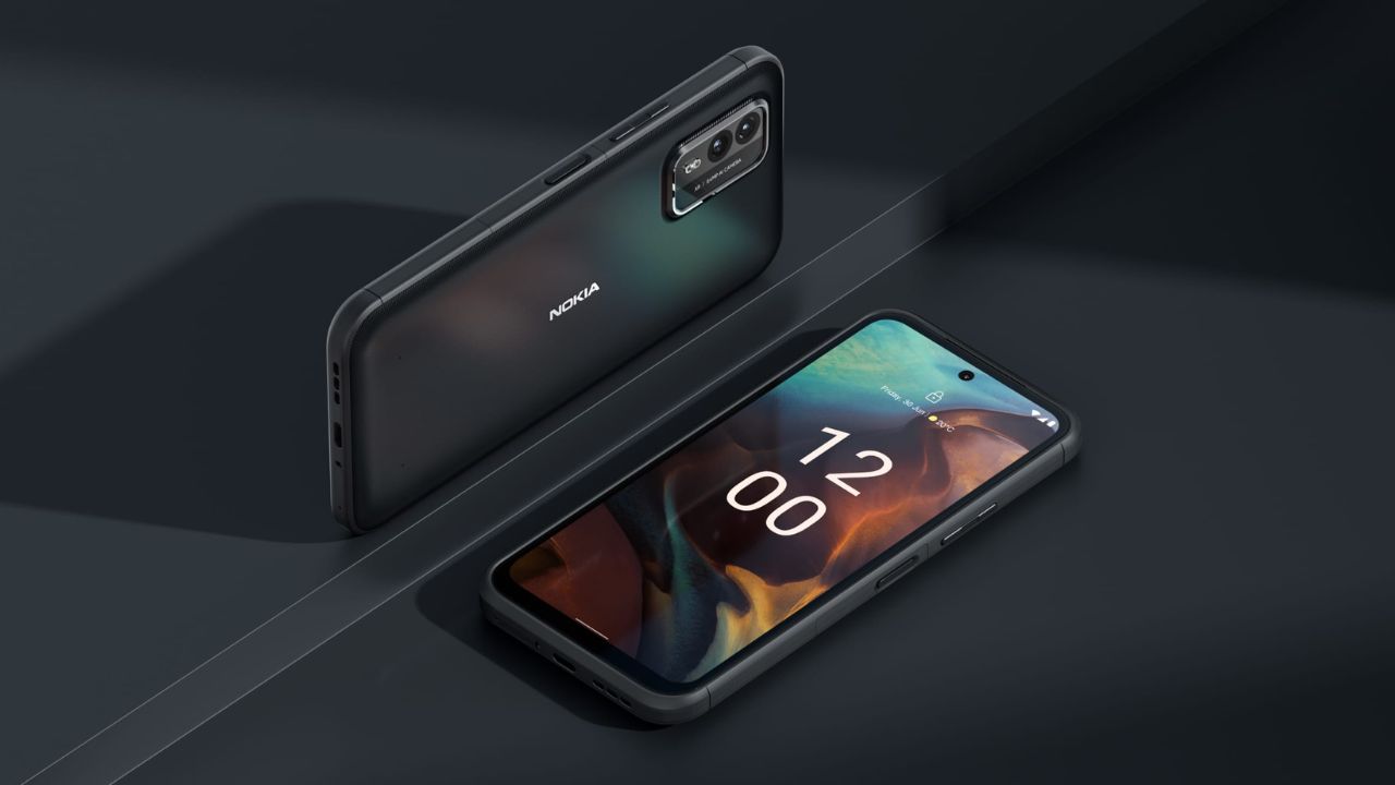 HMD XR21 in black color with back and front look on plain black background