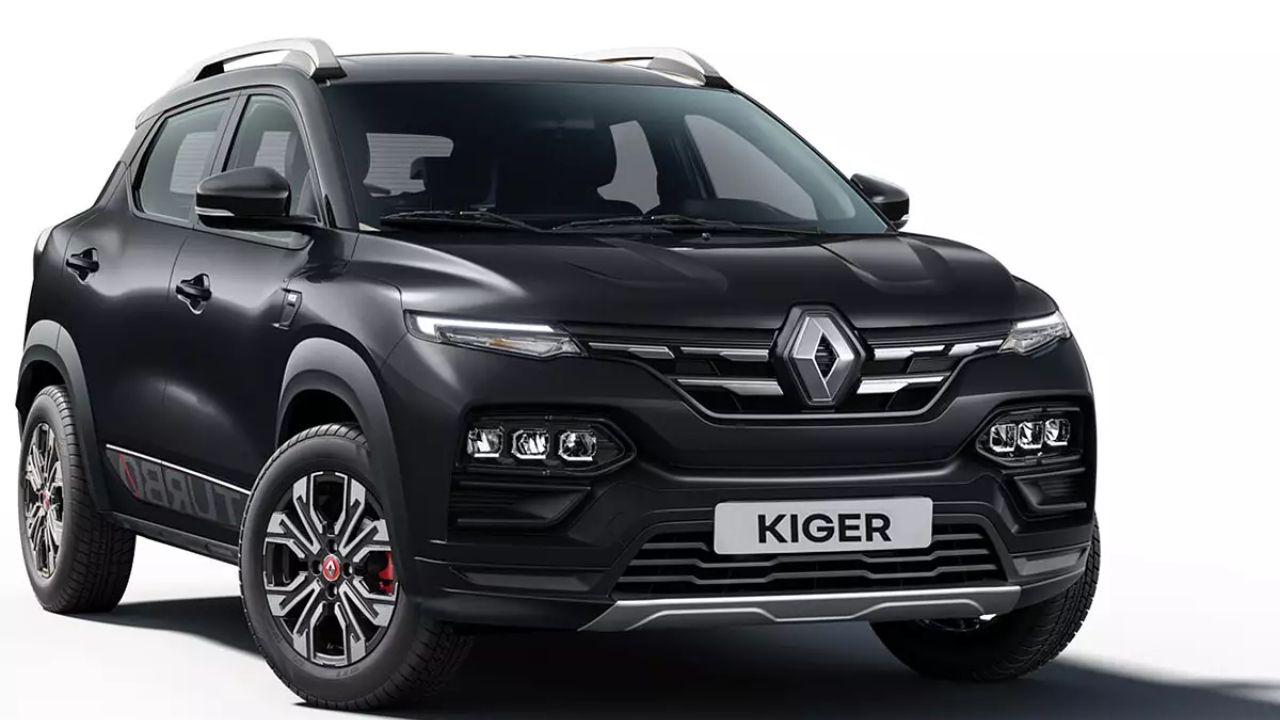 New Renault Kiger in black color infront of plain white background