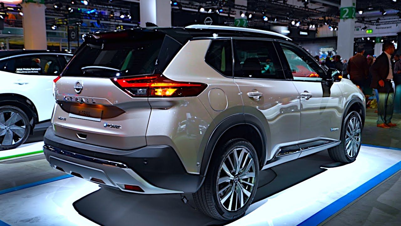 Nissan X-Trail in silver color in showroom