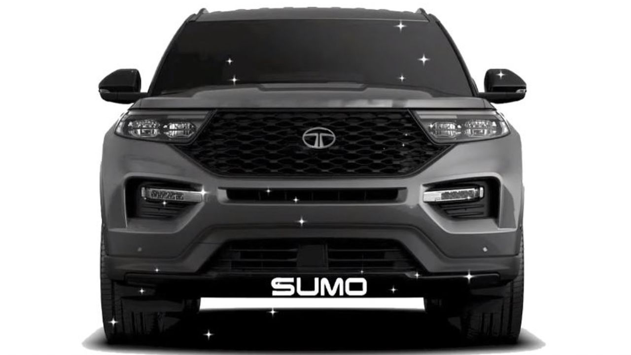 Tata Sumo SUV in black color infront of plain white background